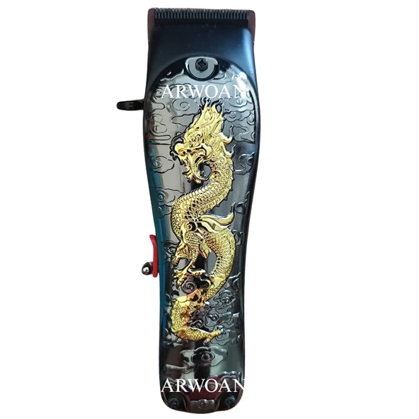 Profesyonel Kablosuz Saç Traş Makinesi - Ejderha Desenli Şık Tasarım, Paslanmaz Çelik Bıçak ve Güçlü Motor ürün görseli