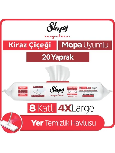 Sleepy Easy Clean Kiraz Çiçeği Mopa Uyumlu Yer Temizlik Havlusu&mendili 20 Yaprak ürün görseli