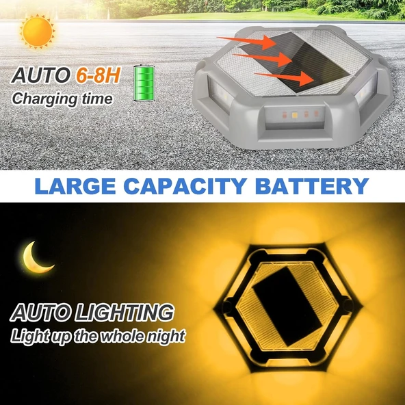 Crepow Güneş Enerjili Su Geçirmez Yol Aydınlatması 12 Adet - Sıcak Beyaz - 3