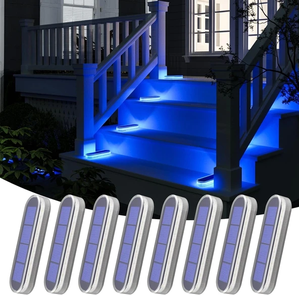 YiLaie Güneş Enerjili Dış Mekan Işıkları Otomatik Açma/Kapama 8 Adet - Mavi