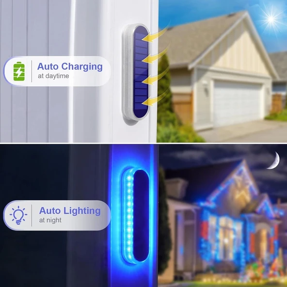 YiLaie Güneş Enerjili Dış Mekan Işıkları Otomatik Açma/Kapama 4 Adet - Mavi - 3