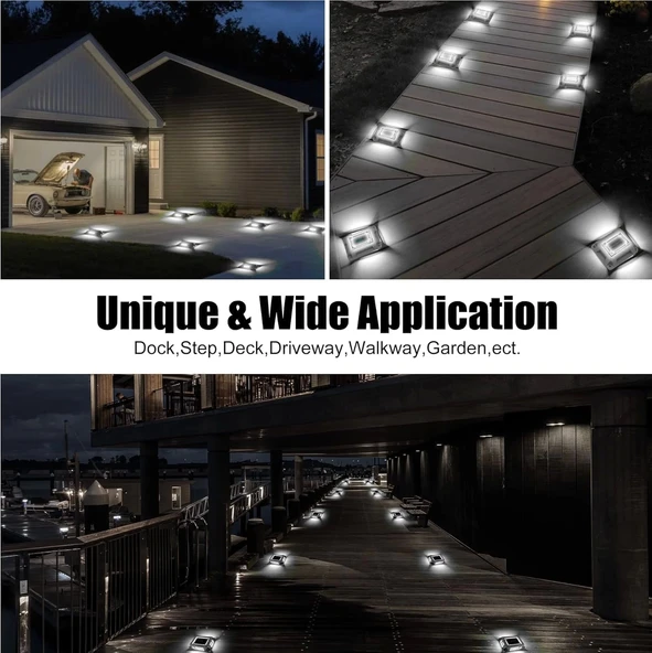 Crepow Güneş Enerjili Güverte Işıkları, Garaj Yolu İskele Işıkları 12 Adet - Beyaz - 6