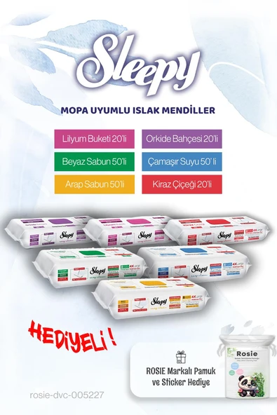 Sleepy Mop Ailesi (210 yaprak) ve Rosie pamuk hediye ürün görseli