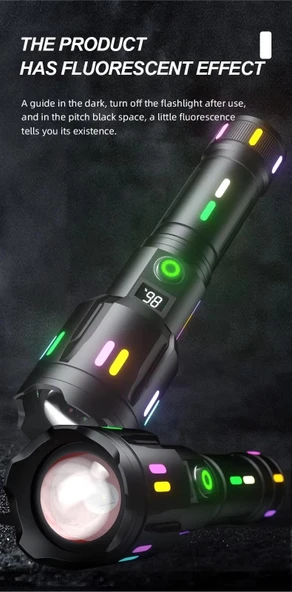 Ps-9885 Profesyonel Zoomlu 50w Şarjlı Powerbank Avcı Polis El Feneri - 2