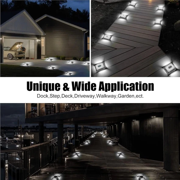 Crepow Güneş Enerjili Güverte Işıkları, Garaj Yolu İskele Işıkları 8 Adet - Beyaz - 5