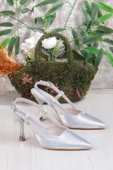 Fort 086-1011 Fls Saten Arkası Açık Topuklu Kadın Ayakkabı - Resim 5