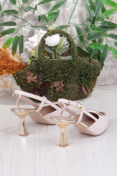 Fort 077-1183 Fls Saten Toka Detaylı Arkası Açık Topuklu Kadın Ayakkabı - Resim 8