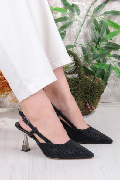 Fort 1182-09 Fls Saten Baskılı Arkası Açık Topuklu Kadın Ayakkabı ürün görseli