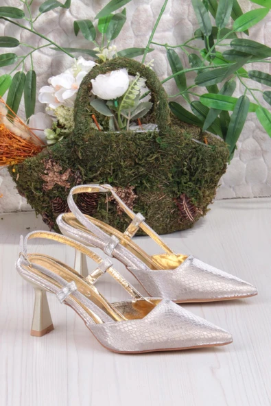 Fort 087-90 Fls Baskılı Arkası Açık Önü Kapalı Topuklu Ayakkabı - Resim 5