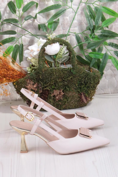 Fort 077-1183 Fls Saten Toka Detaylı Arkası Açık Topuklu Kadın Ayakkabı - Resim 9