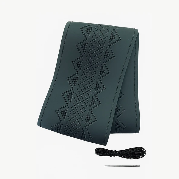 Lüx Desenli Deri Dikme Direksiyon Kılıfı 38-40cm Siyah OND362 - 2