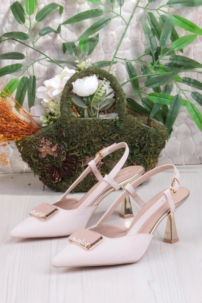 Fort 077-1183 Fls Saten Toka Detaylı Arkası Açık Topuklu Kadın Ayakkabı - Resim 7