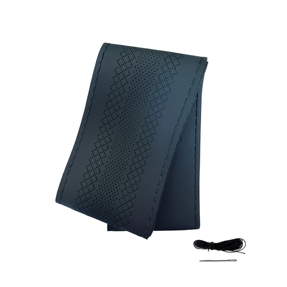 Lüx Desenli Deri Dikme Direksiyon Kılıfı 38-40cm Siyah OND363 - 2