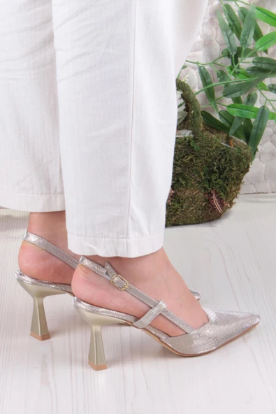 Fort 087-90 Fls Baskılı Arkası Açık Önü Kapalı Topuklu Ayakkabı - Resim 4