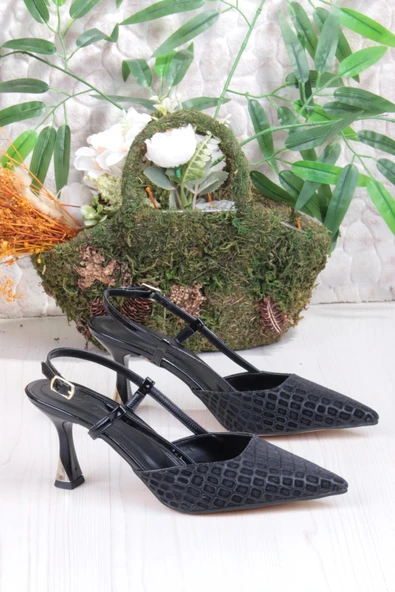 Fort 3580 Ceyn Saten Leopar Simli Arkası Açık Topuklu Kadın Ayakkabı ürün görseli