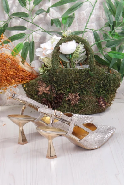 Fort 1182-09 Fls Saten Baskılı Arkası Açık Topuklu Kadın Ayakkabı - Resim 10