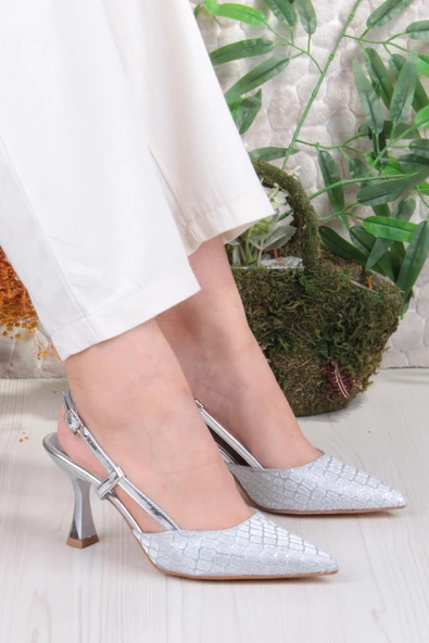 Fort 3580 Ceyn Saten Leopar Simli Arkası Açık Topuklu Kadın Ayakkabı - Resim 6