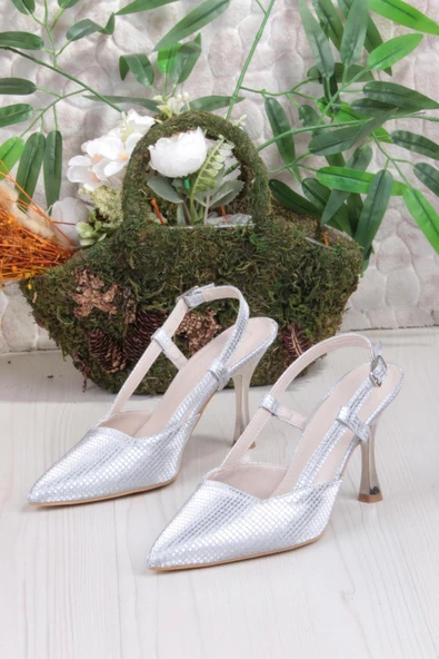 Fort 086-1011 Fls Saten Arkası Açık Topuklu Kadın Ayakkabı - Resim 6