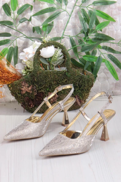 Fort 1182-09 Fls Saten Baskılı Arkası Açık Topuklu Kadın Ayakkabı - Resim 9