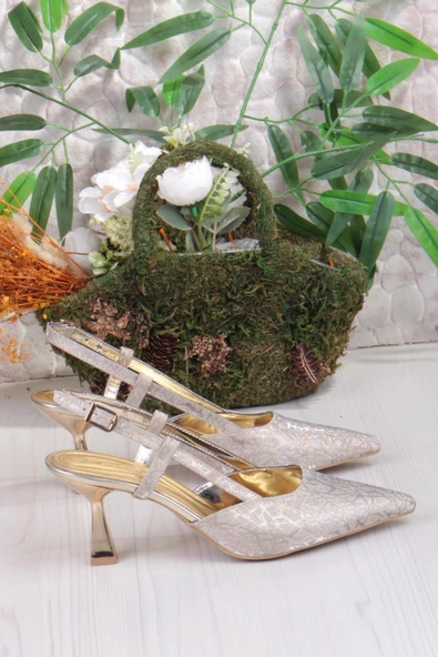 Fort 1182-09 Fls Saten Baskılı Arkası Açık Topuklu Kadın Ayakkabı - Resim 11