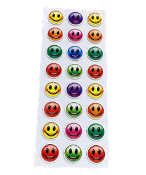 Ticon Puffy Sticker Gülen Yüz Renkli - 2 adet