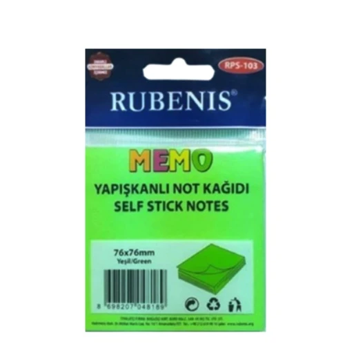 Memo Yapışkanlı Not Kağıdı 76X76Mm Yeşil - 3 adet ürün görseli 1