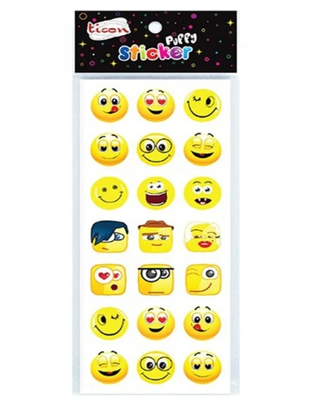 Ticon Puffy Sticker Gülen Yüz Karışık - 6 adet ürün görseli