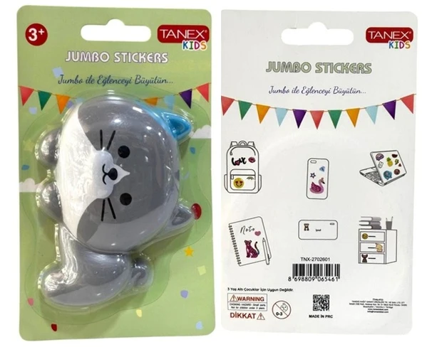 Tanex Jumbo Stickers Sukuşi Gri Kedi ürün görseli
