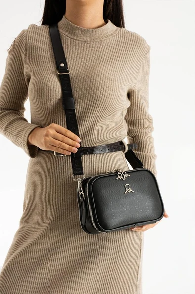 Çapraz Askılı Kadın Omuz Çantası 25*15 Cm Vegan Deri Mega Bag Postacı Çanta Suni Deri - 5