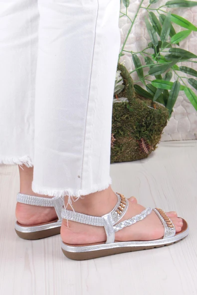 Fort Guja 24Y152-18 Anatomik Rahat Kaymaz Taban Taşlı Kadın Sandalet - Resim 11