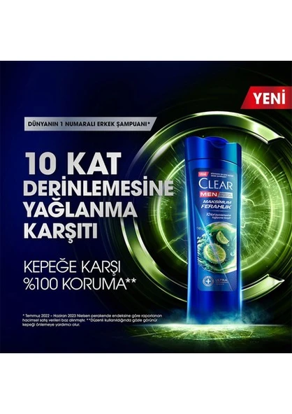 Clear Men Kepeğe Karşı Etkili Şampuan Maksimum Ferahlık Yağlı Saç Derisi İçin Limon Özlü 350 ml x3 - 9