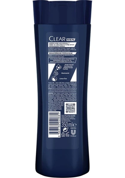 Clear Men Kepeğe Karşı Etkili Şampuan Maksimum Ferahlık Yağlı Saç Derisi İçin Limon Özlü 350 ml x3 - 11
