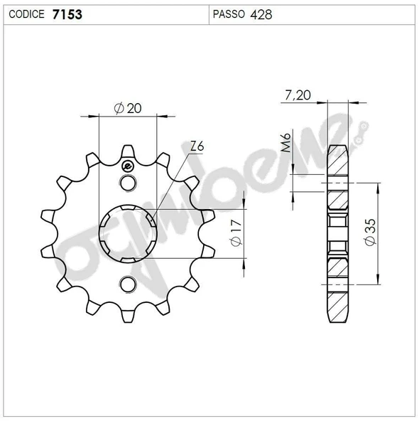HONDA XLR 125 R OGNIBENE ÖN DİŞLİ 17T ürün görseli