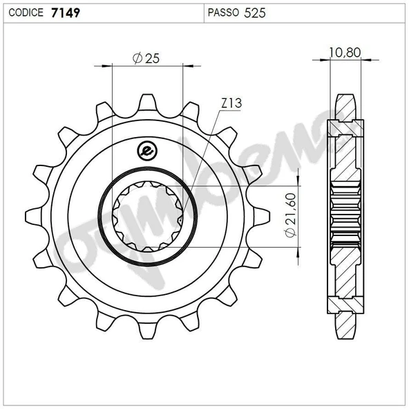 YAMAHA 850 TDM 97 OGNIBENE ÖN DİŞLİ 16T ürün görseli