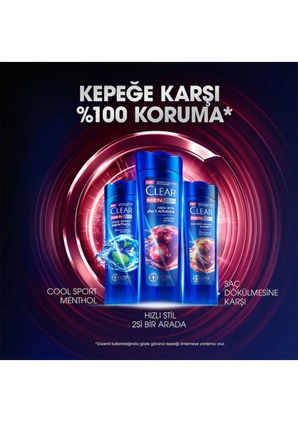 Clear Men Kepeğe Karşı Etkili Şampuan Hızlı Stil 2'si 1 Arada Kolay Şekil Alan Saçlar 350 ml x3 - 6