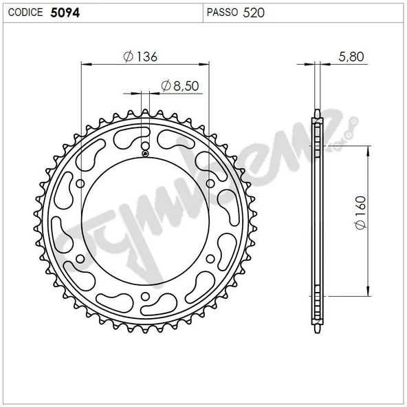 APRILIA OGNIBENE ARKA DİŞLİ 44T ürün görseli
