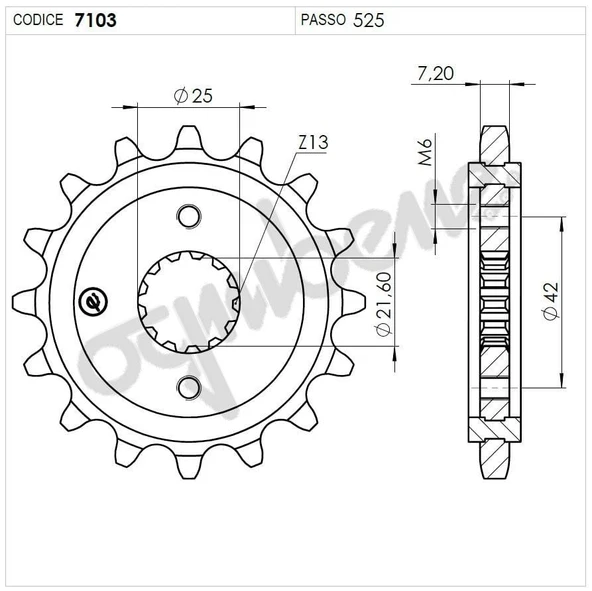 YAMAHA TDM 850 OGNIBENE ÖN DİŞLİ 16T ürün görseli