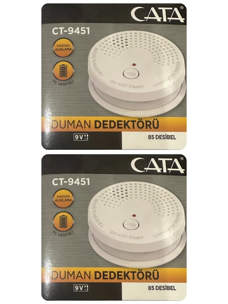 (2 Adet) Cata Pilli Duman Dedektörü Hassas Algılamalı