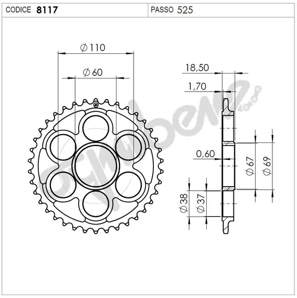 DUCATI 1098 07 525 OGNIBENE ARKA DİŞLİ 40T ürün görseli