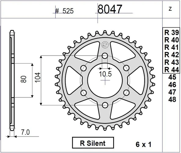 KAWASAKI ZX 600 R OGNIBENE ARKA DİŞLİ 40T ürün görseli
