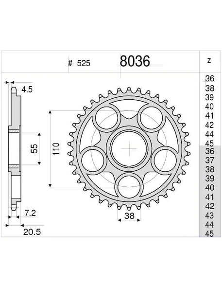 DUCATI 916 5/8 OGNIBENE ARKA DİŞLİ 45T ürün görseli