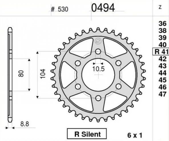 OGNIBENE ARKA DİŞLİ 44T ürün görseli