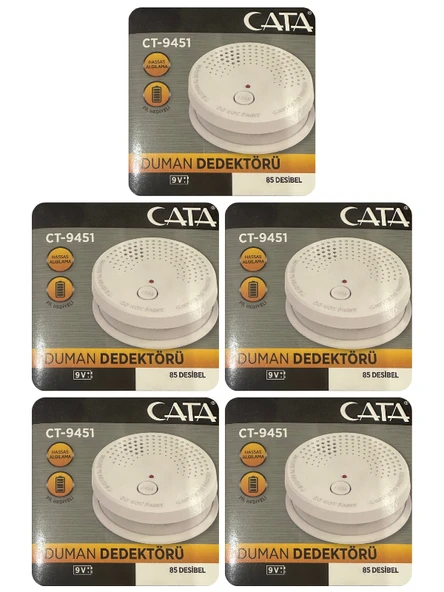 (5 Adet) Cata Pilli Duman Dedektörü Hassas Algılamalı