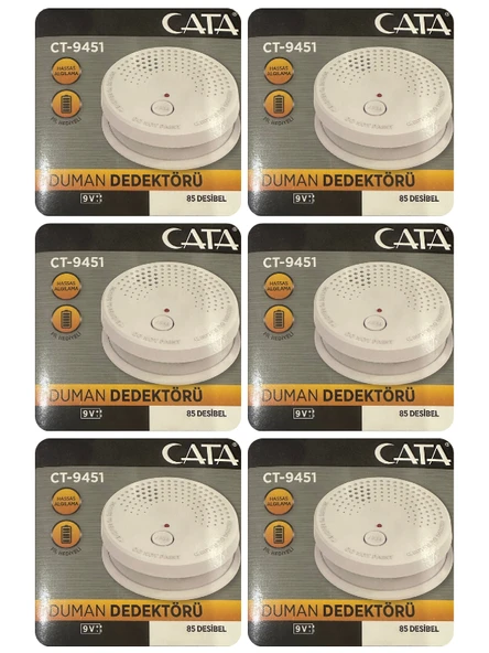 (6 Adet) Cata Pilli Duman Dedektörü Hassas Algılamalı