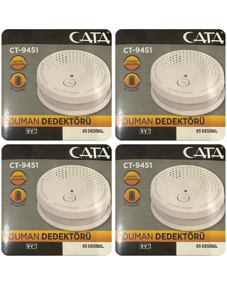 (4 Adet) Cata Pilli Duman Dedektörü Hassas Algılamalı