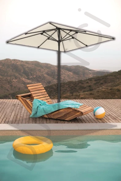 Alubrella Güneş Şemsiyesi Kare, 210 CM, Krem Rengi Su Geçirmez Kumaş, Bidonsuz - Resim 4