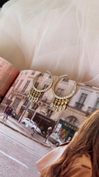 14 K kararmaz küpe - Resim 6