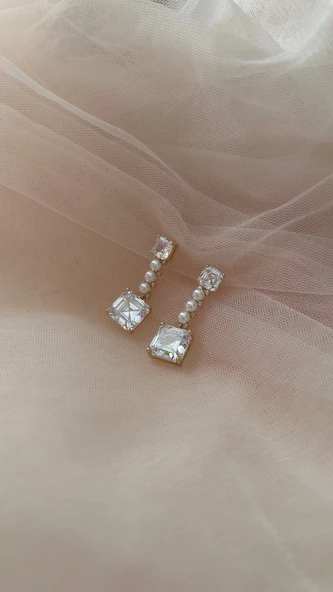 14 K kararmaz incili küpe - Resim 3