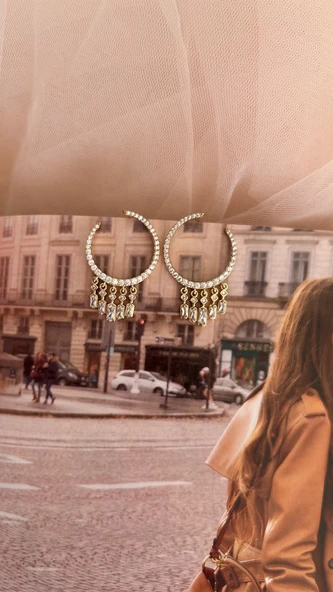 14 K kararmaz küpe - Resim 4