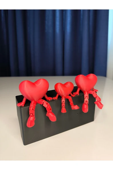 3LÜ Oturan Kalp Biblo Takım - sallanan Ayaklı Dekoratif Süs - Resim 2
